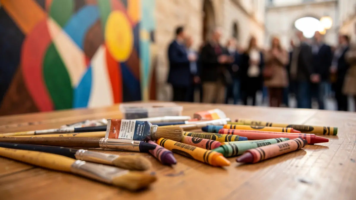 Generic image of art supplies for a children's workshop.