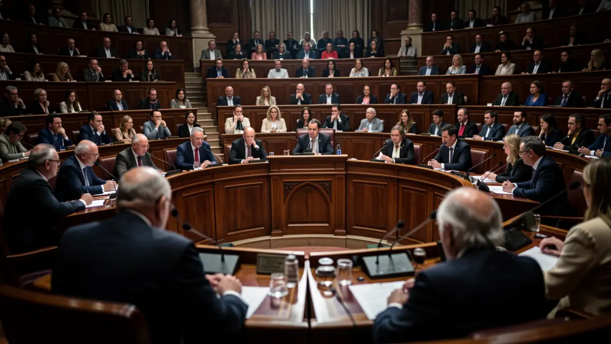 Imagen genérica del hemiciclo de la Asamblea de Madrid durante un debate tenso.