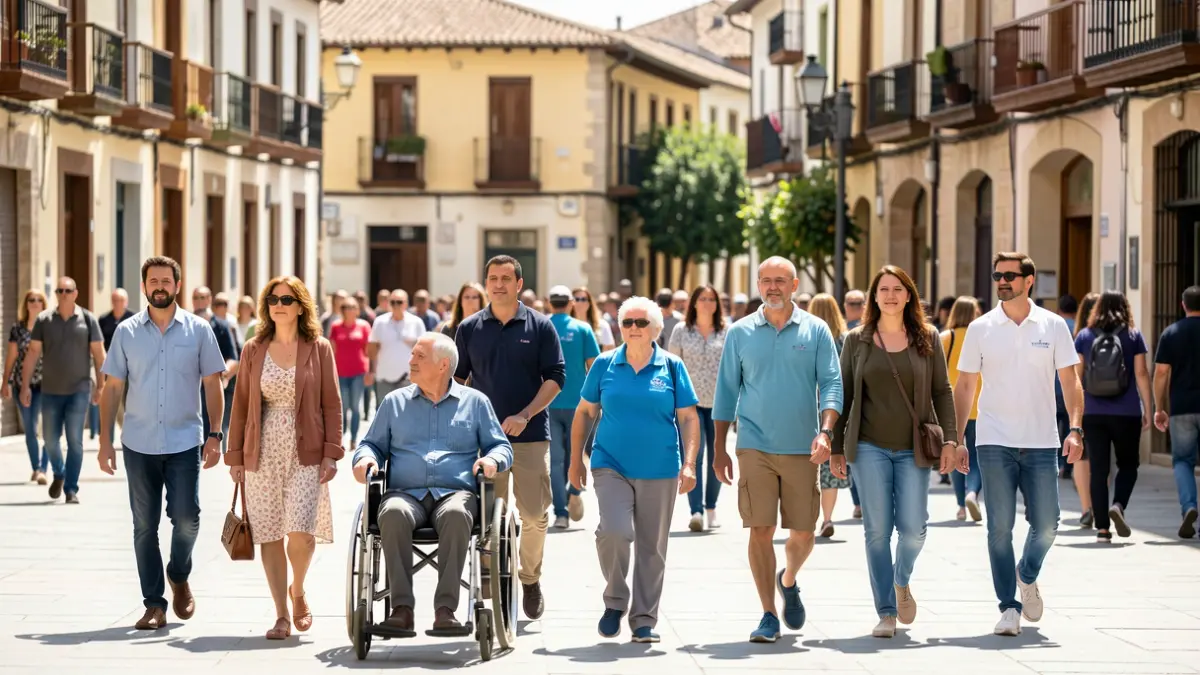 Imagen genérica de un paseo por la inclusión social en una plaza de España.