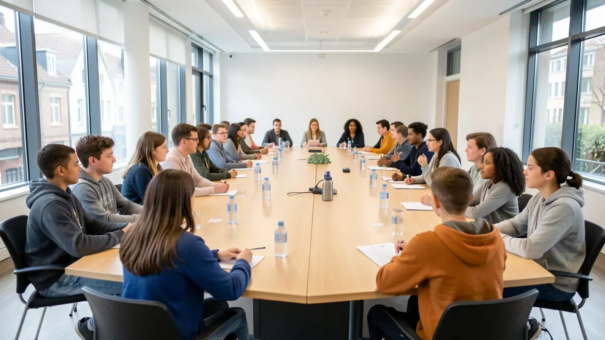 Generic image of young people participating in a municipal council meeting.