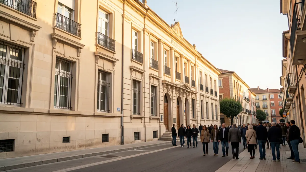 Facade of a renovated educational building in Alcorcón.