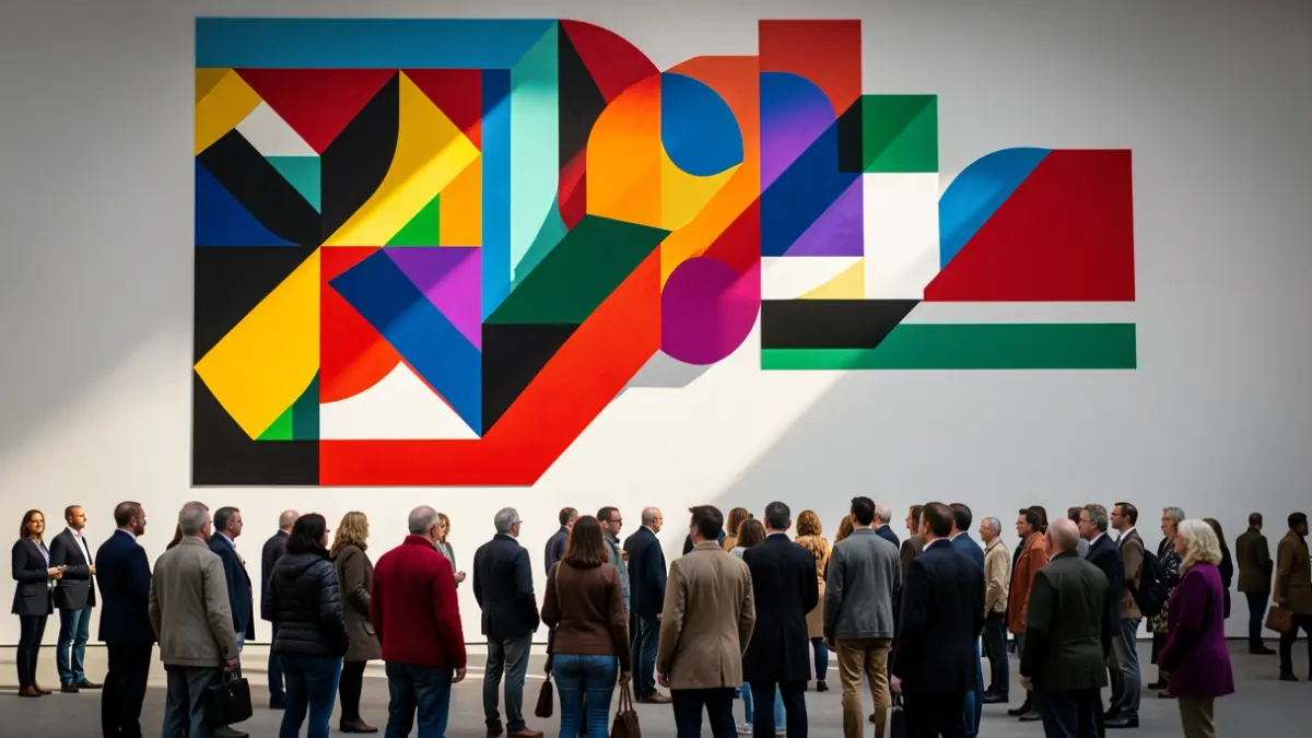 Generic image of abstract art with geometric shapes and contrasts of light and shadow.