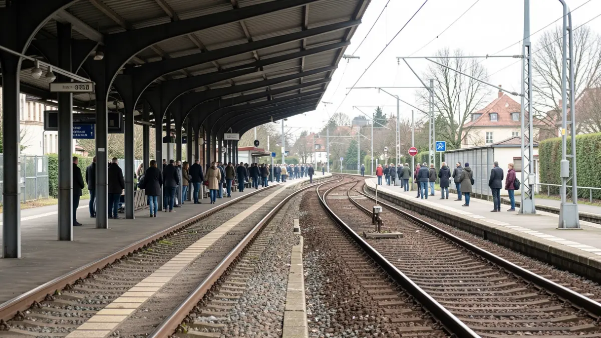 Imagen genérica de una estación de tren con andenes y vías.