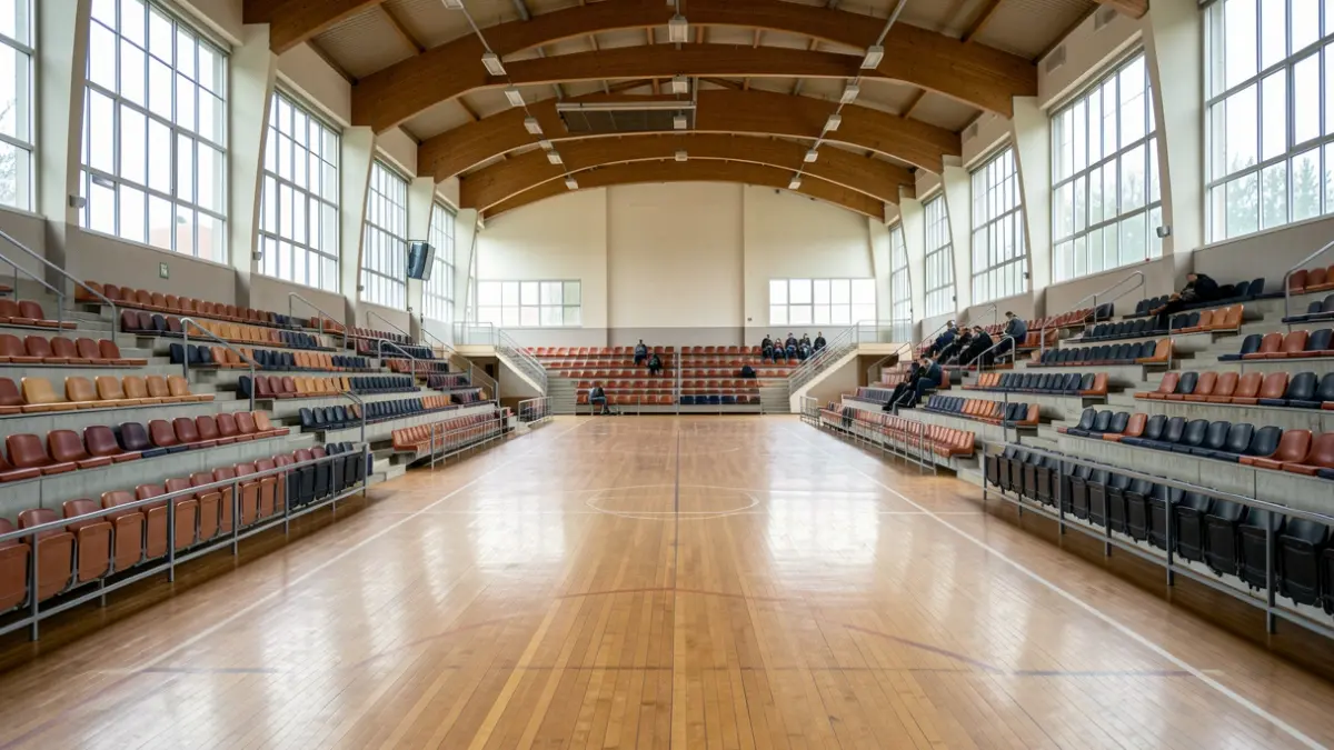 Imagen genérica de un pabellón deportivo municipal vacío.