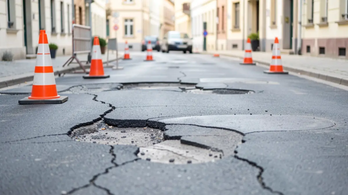 Imagen genérica de obras de asfaltado en una calle.