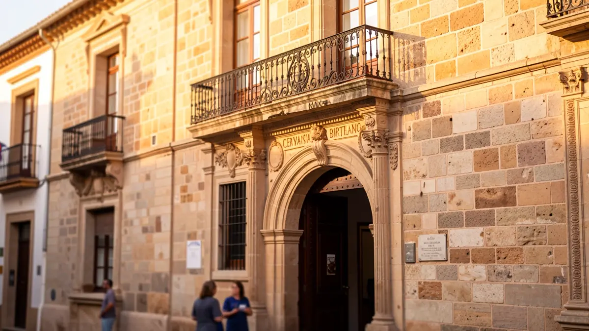Fachada del Museo Casa Natal de Cervantes en Alcalá de Henares.