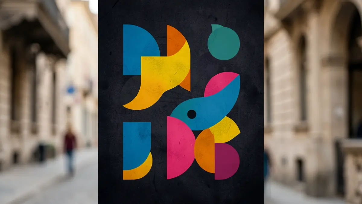 Generic image of a film festival poster with abstract shapes and vibrant colors.
