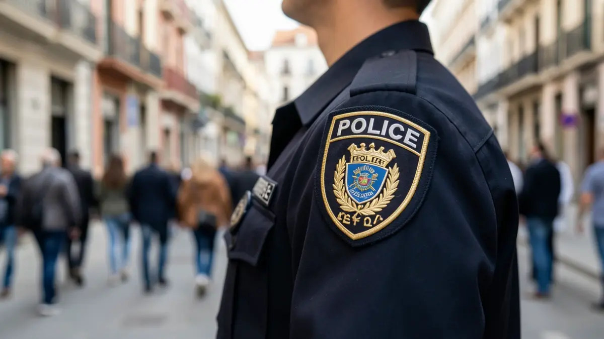 Imagen genérica de una placa de policía sobre un uniforme.