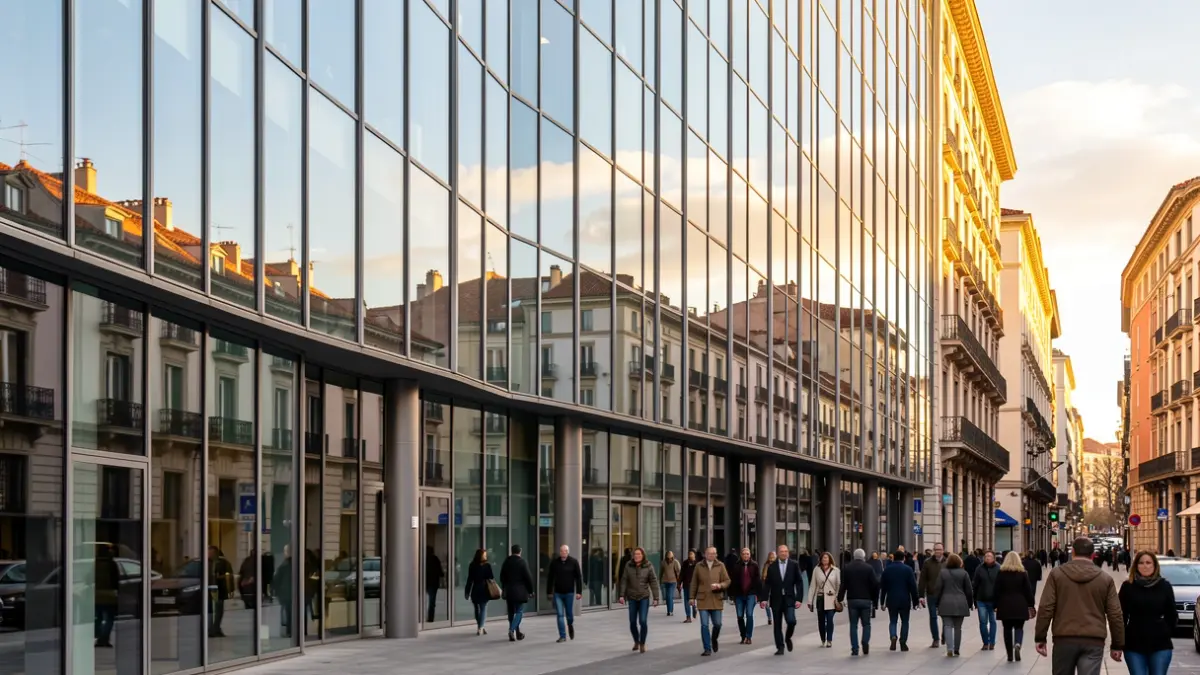 Generic image of a modern office building with afternoon light.
