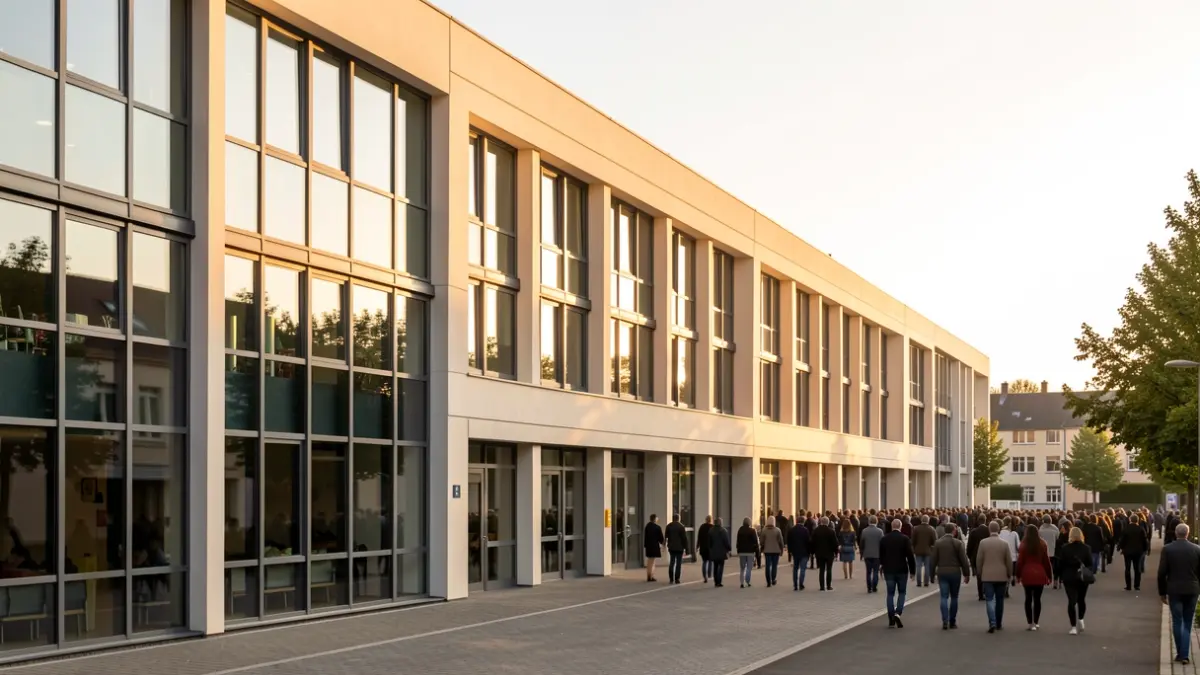 Image of a modern school building with natural light.