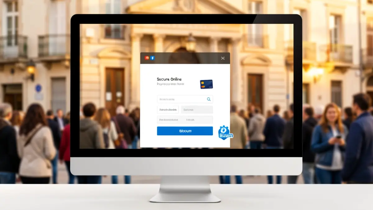 Online payment interface on a computer screen with the Algete City Council logo in the background.
