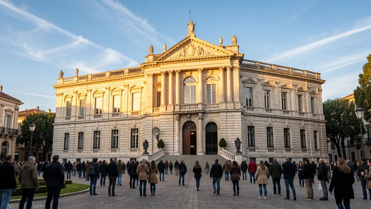 Fachada del Ayuntamiento de Aranjuez con luz de tarde.