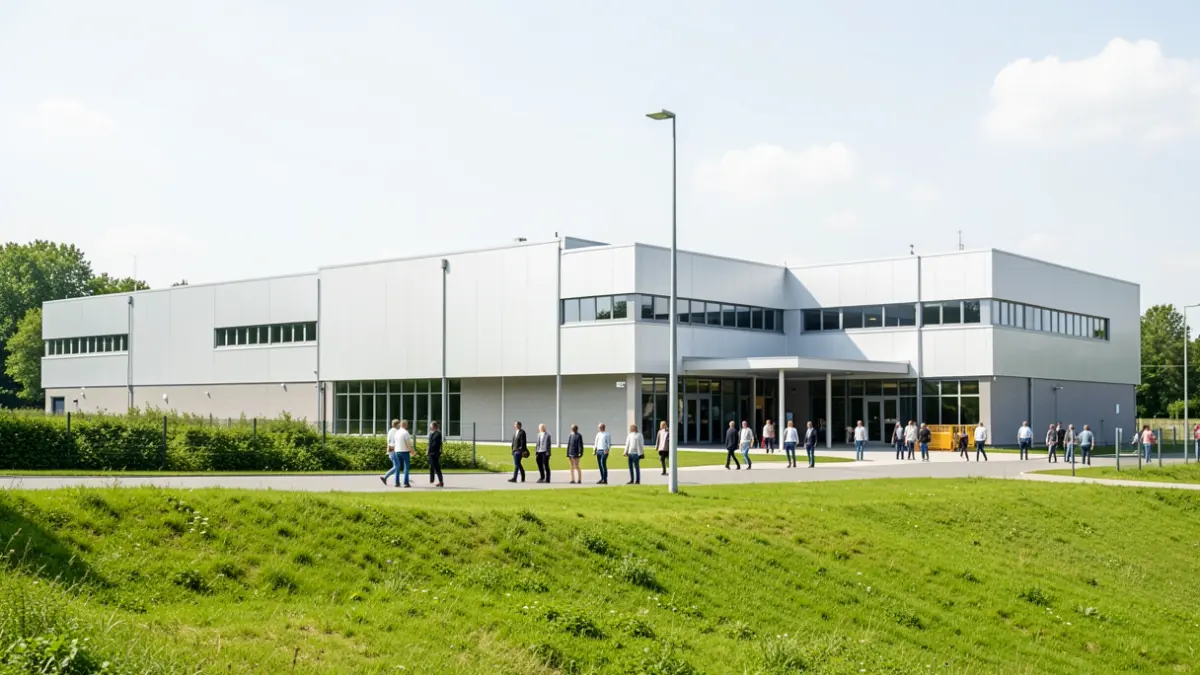 Waste treatment plant facilities in a natural setting.
