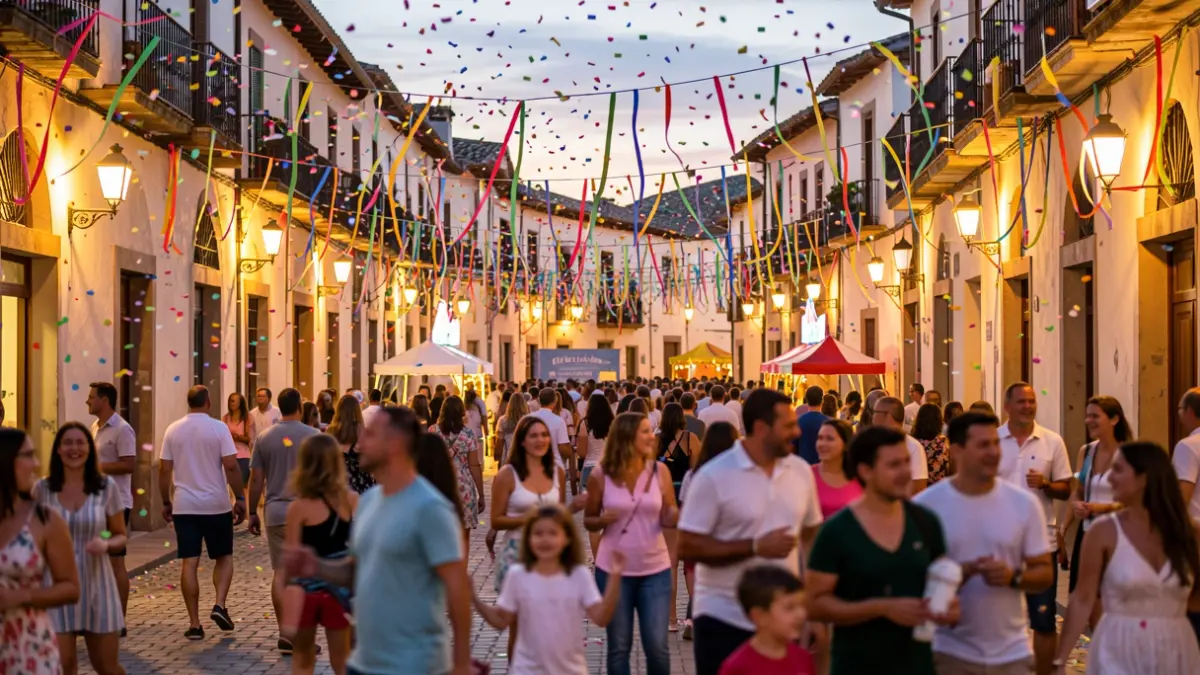 Imagen genérica de un carnaval de verano con confeti y gente disfrutando.