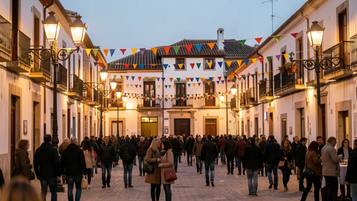 Festive atmosphere in a square in Colmenar Viejo during the patron saint celebrations.