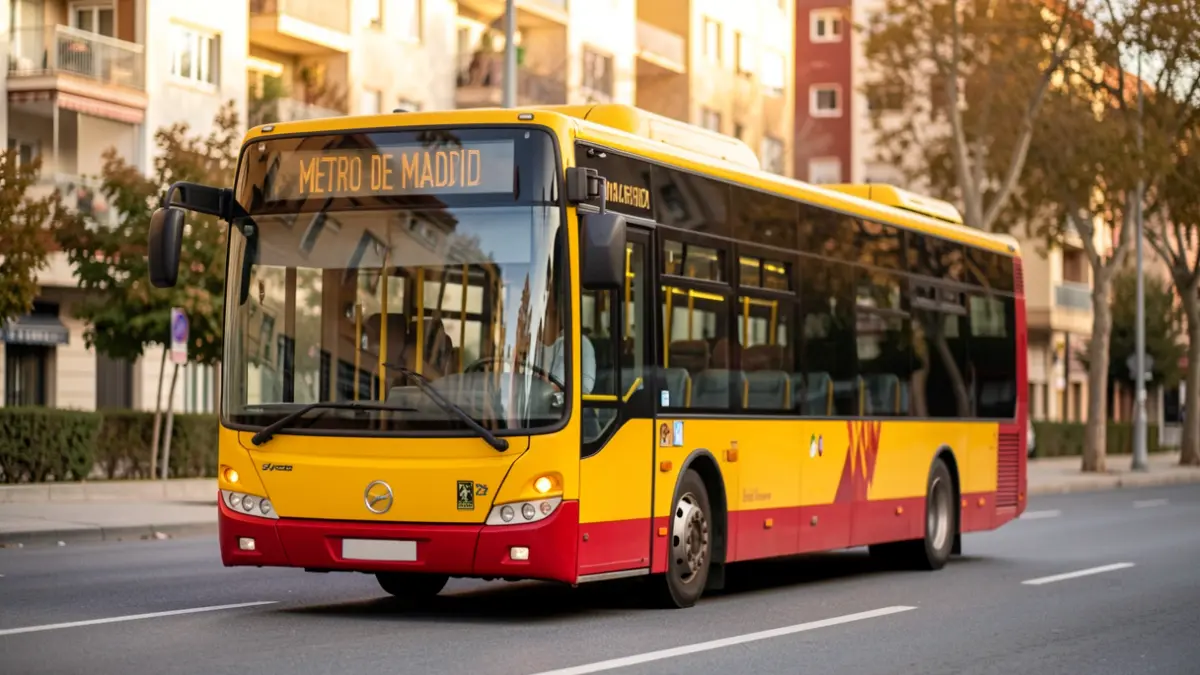 Generic image of a Metro de Madrid bus in an urban setting.