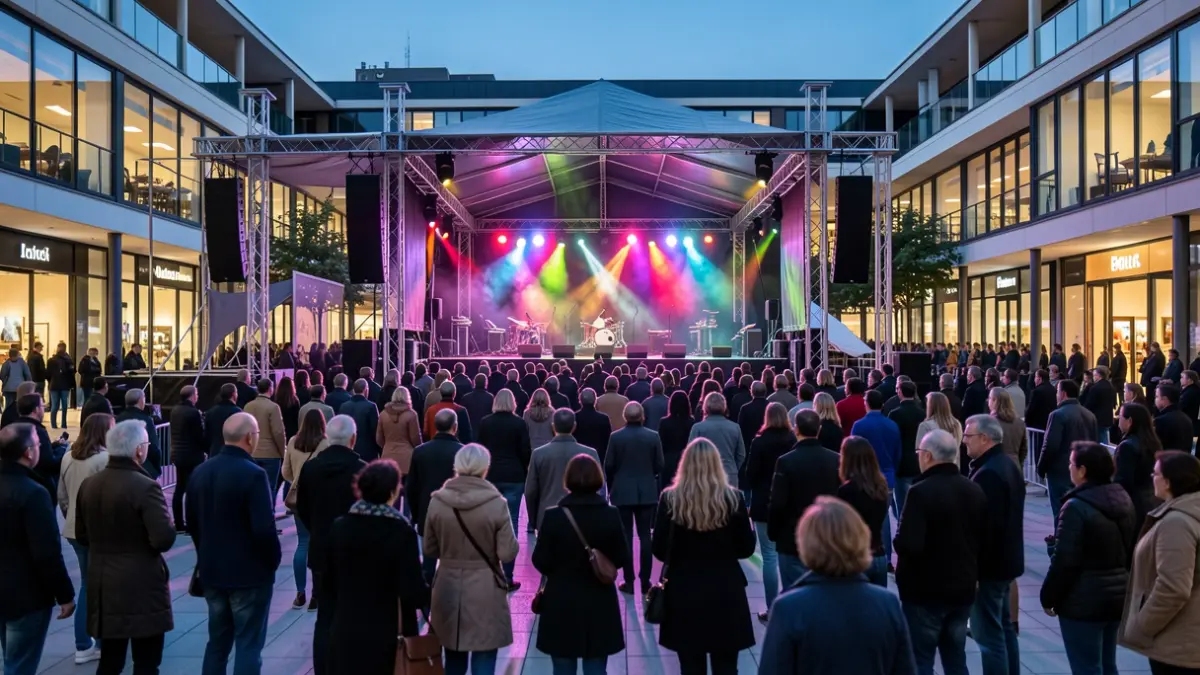 Imagen genérica de un festival de música al aire libre en un centro comercial.