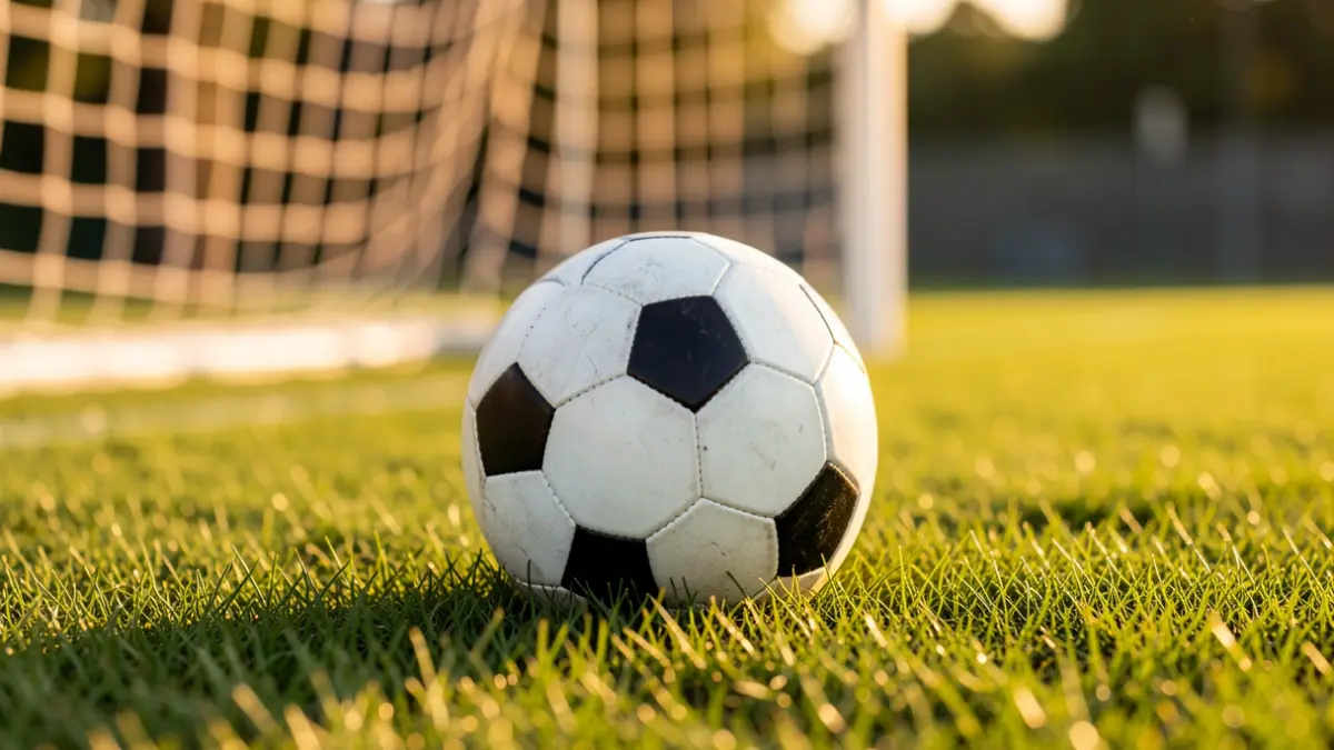 Generic image of a soccer ball on a stadium pitch.