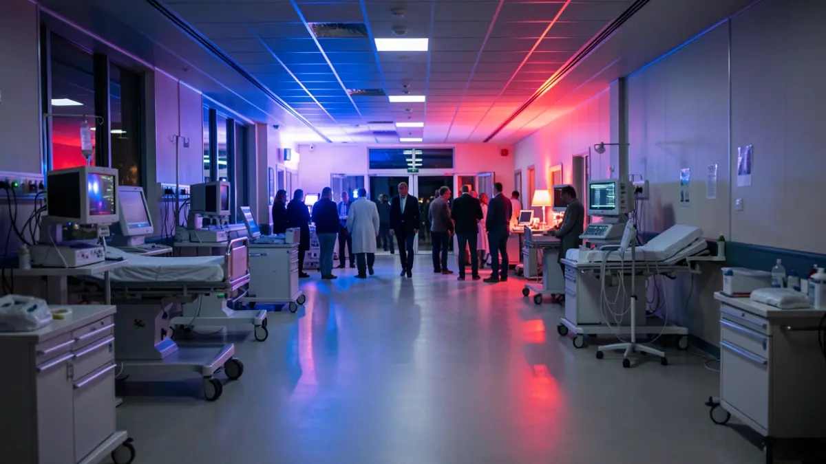 Generic image of a hospital emergency setting with emergency lights.