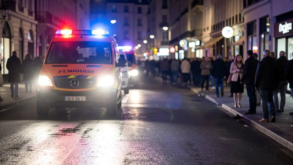 Imagen genérica de luces de emergencia reflejadas en el asfalto.
