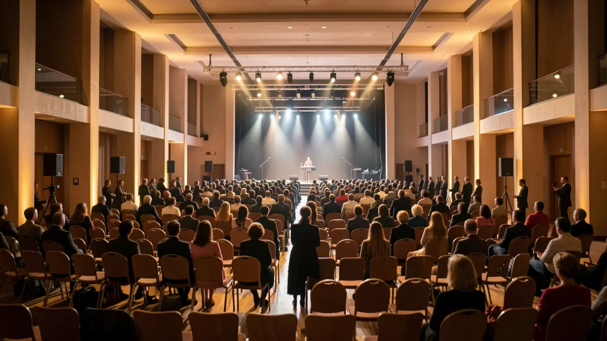 Generic image of an event venue with professional lighting.