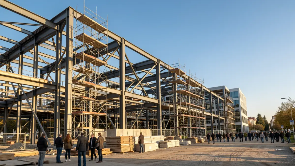 Obras de construcción del nuevo parque comercial en Aranjuez.