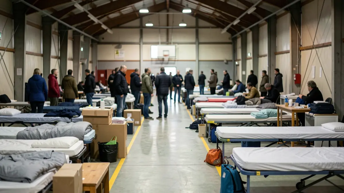 Imagen genérica de un pabellón deportivo habilitado como refugio temporal.