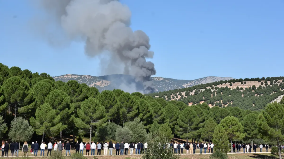 Imagen genérica de una columna de humo sobre una ladera de bosque de pinos en la Sierra Norte de Madrid.