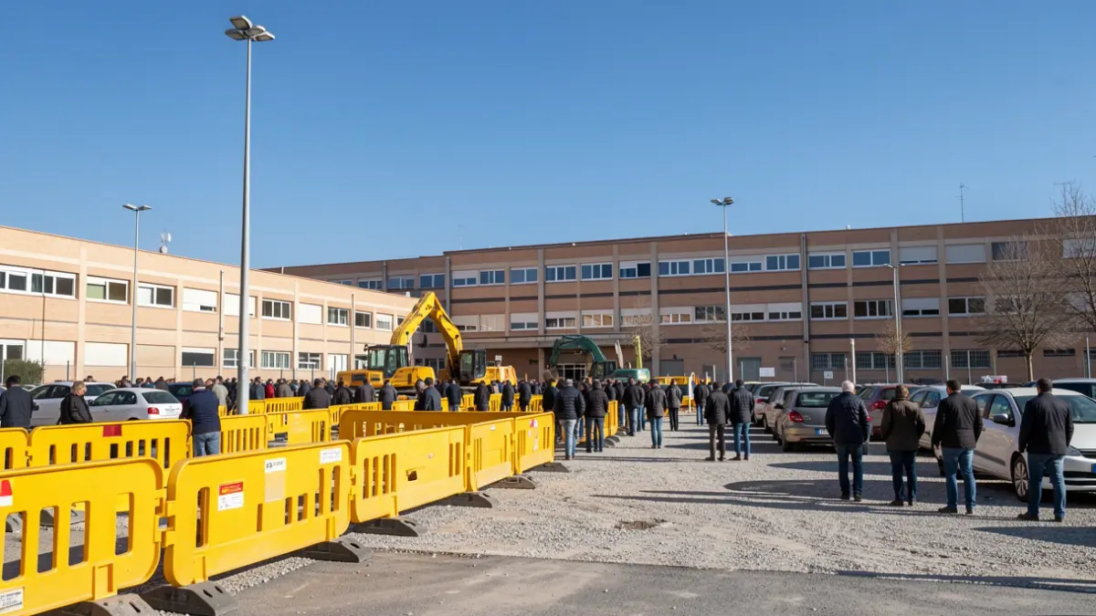 Construction work for the parking lot of Los Ángeles school in Getafe.