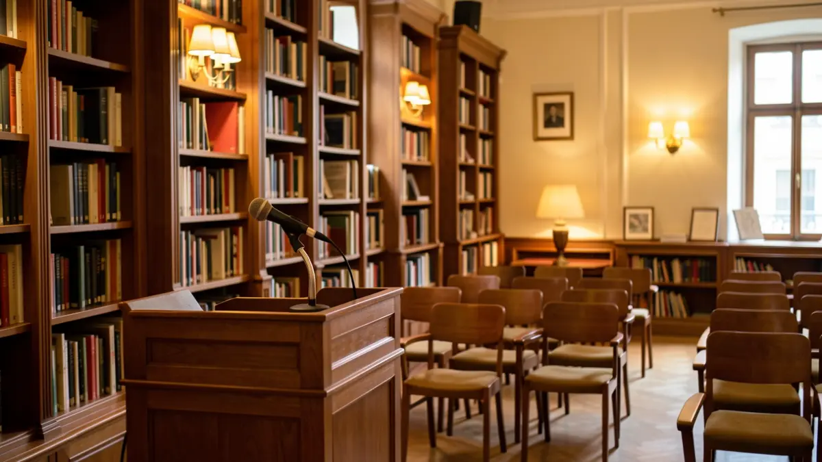 Generic image of a cultural space with bookshelves and a cozy atmosphere.