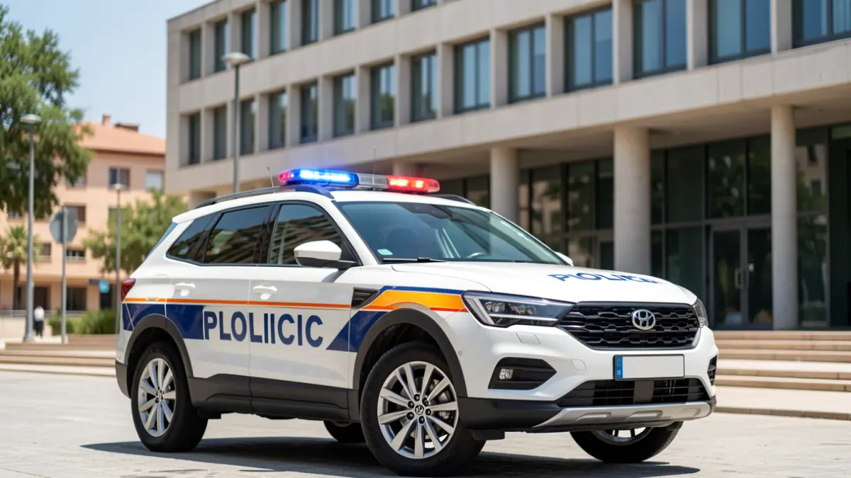 Vehículo SUV de la Policía Local de Guadarrama frente al Ayuntamiento.