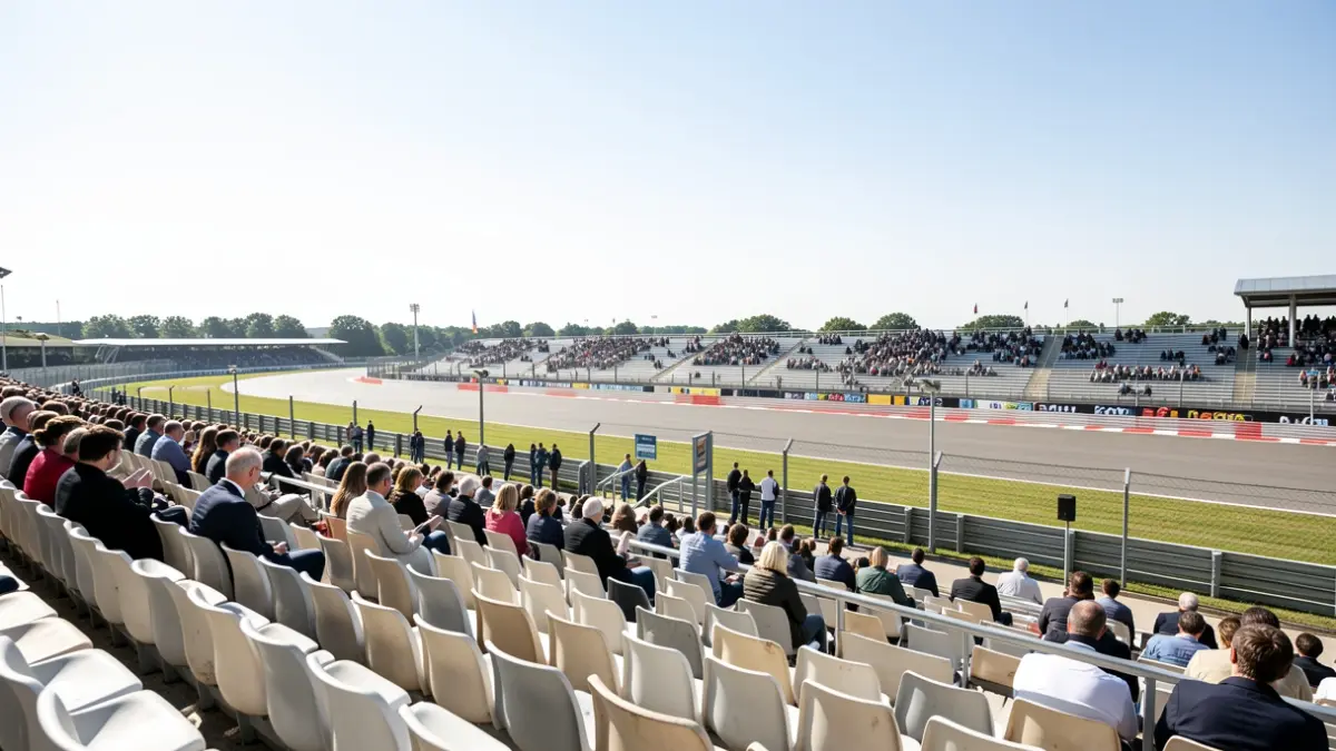 Imagen genérica de gradas vacías en un circuito de carreras.