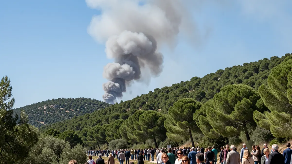 Generic image of a smoke column over a forest in the Community of Madrid.
