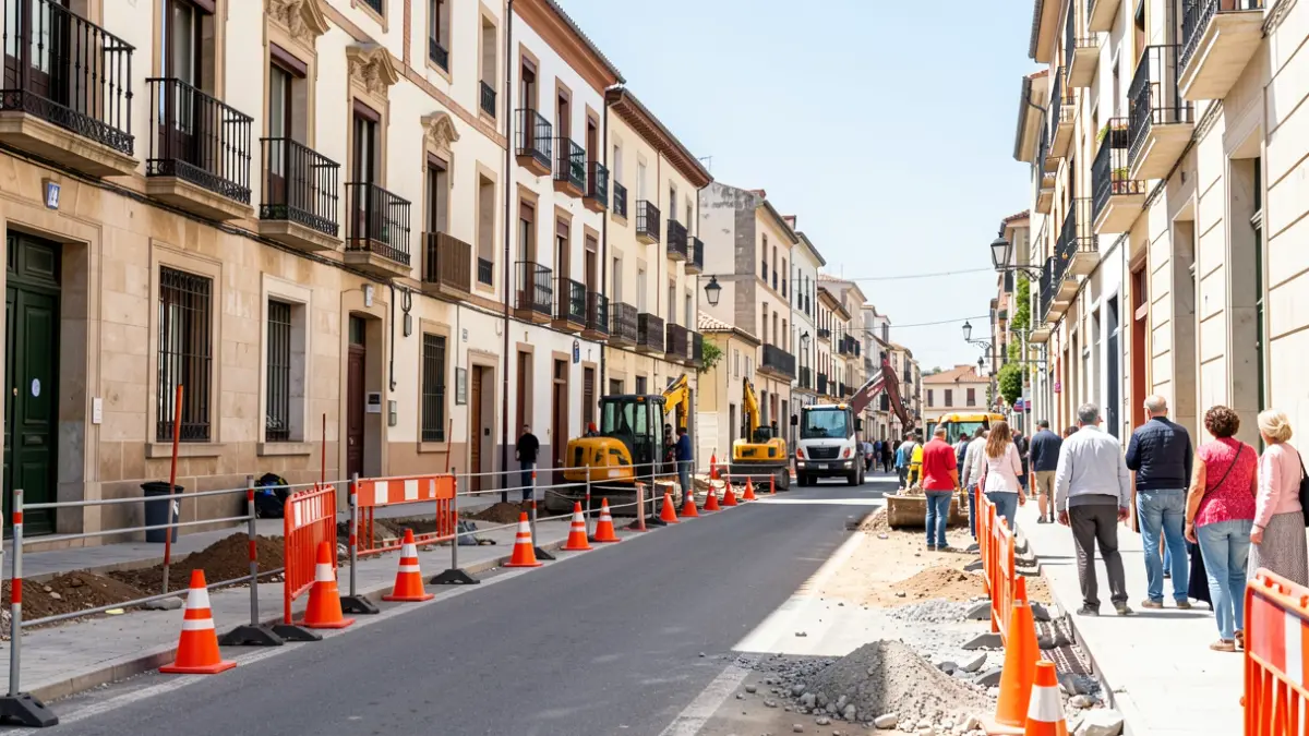 Obras de renovación integral en la calle Núñez de Guzmán, Alcalá de Henares.