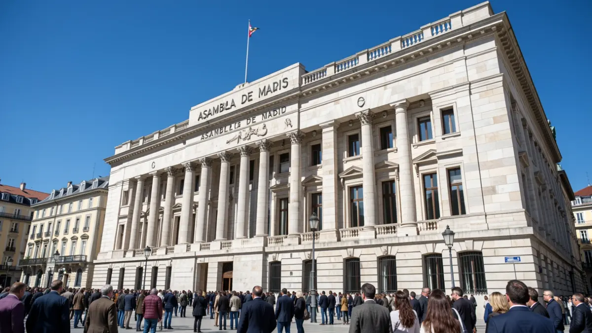 Facade of the Assembly of Madrid building.