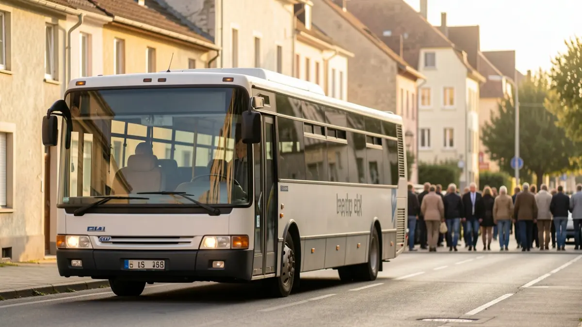 Generic image of a mobile library bus parked on a residential street.