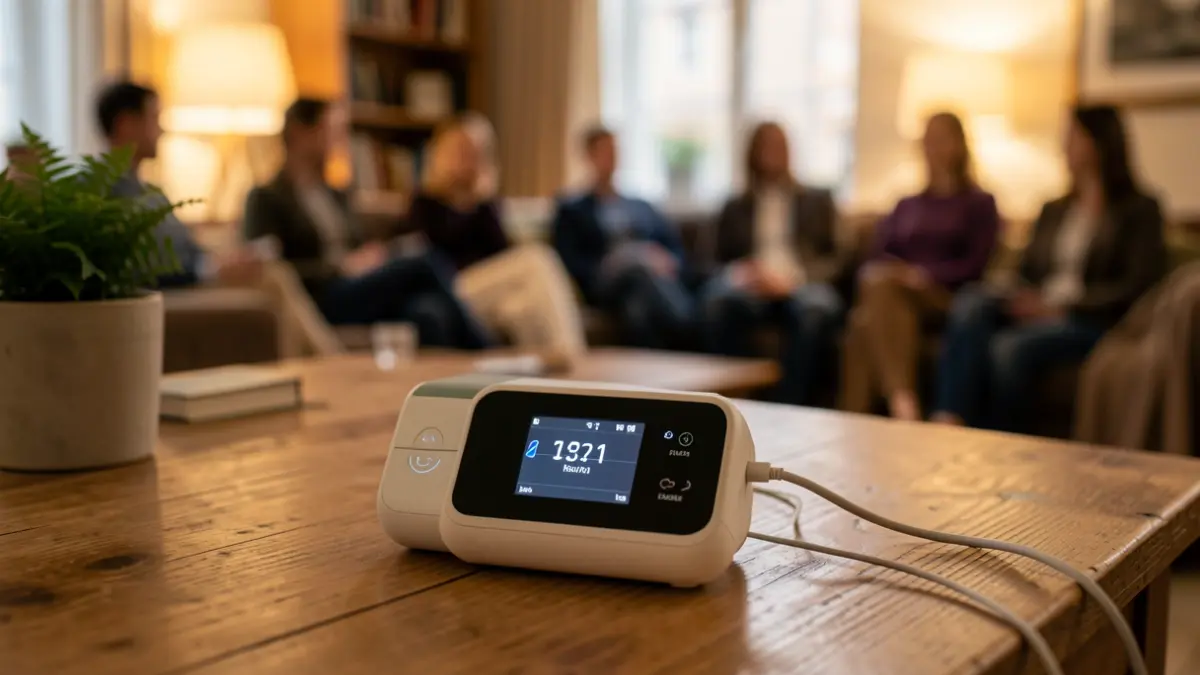 Generic image of a digital telecare device on a table.