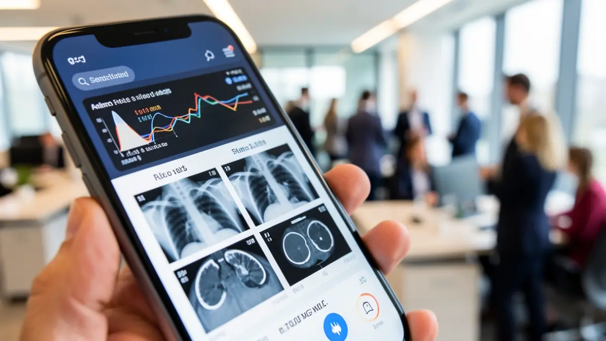 Mobile phone screen displaying digital medical test results.