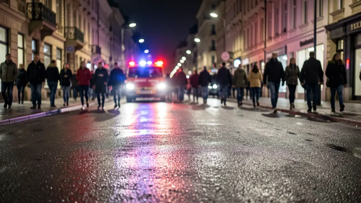 Imagen genérica de luces de emergencia reflejadas en el asfalto durante una noche de operativo.