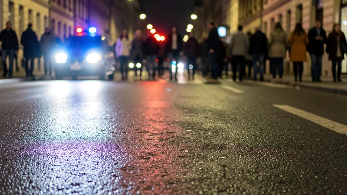 Generic image of a road affected by incidents with reflected emergency lights.