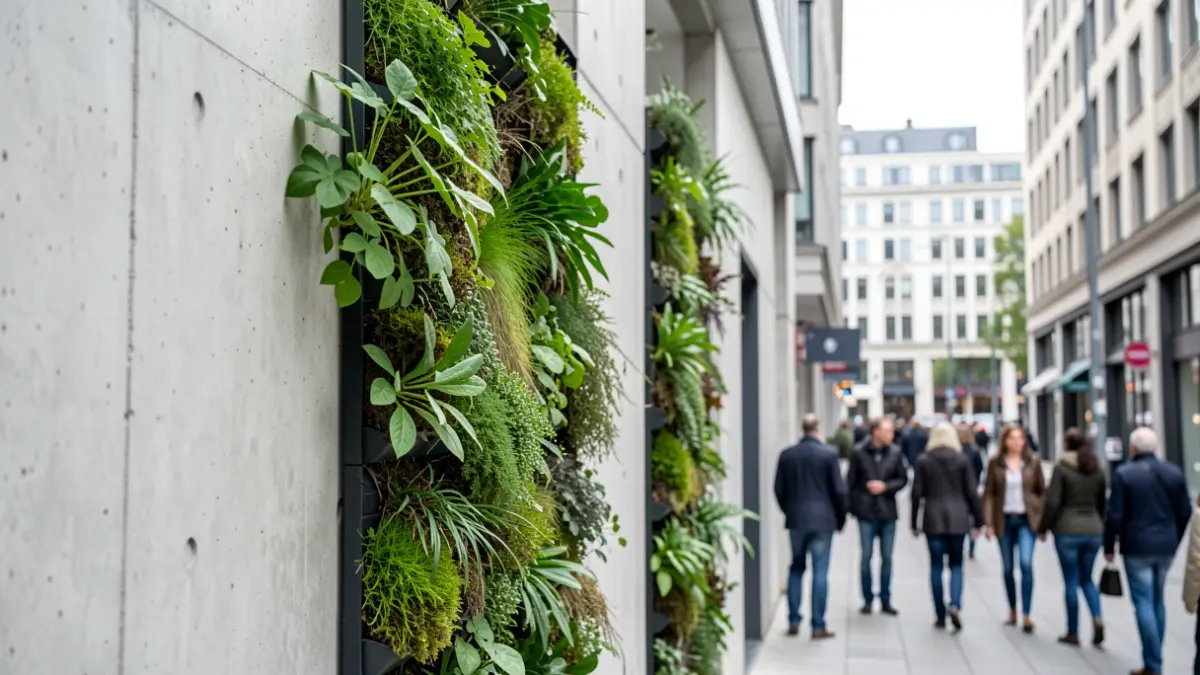 Instalación de jardines verticales en una infraestructura urbana de Madrid.