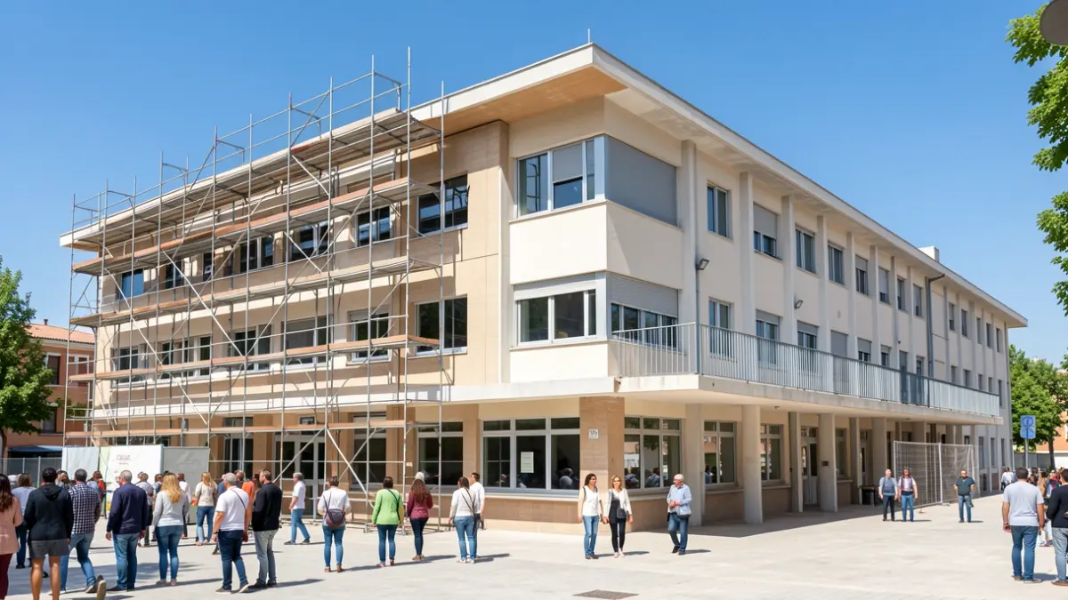 Imagen genérica de la fachada de un colegio público en Tres Cantos con obras de mejora.
