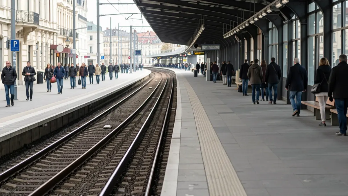 Imagen genérica de un andén de metro vacío con vías que se pierden en la distancia.