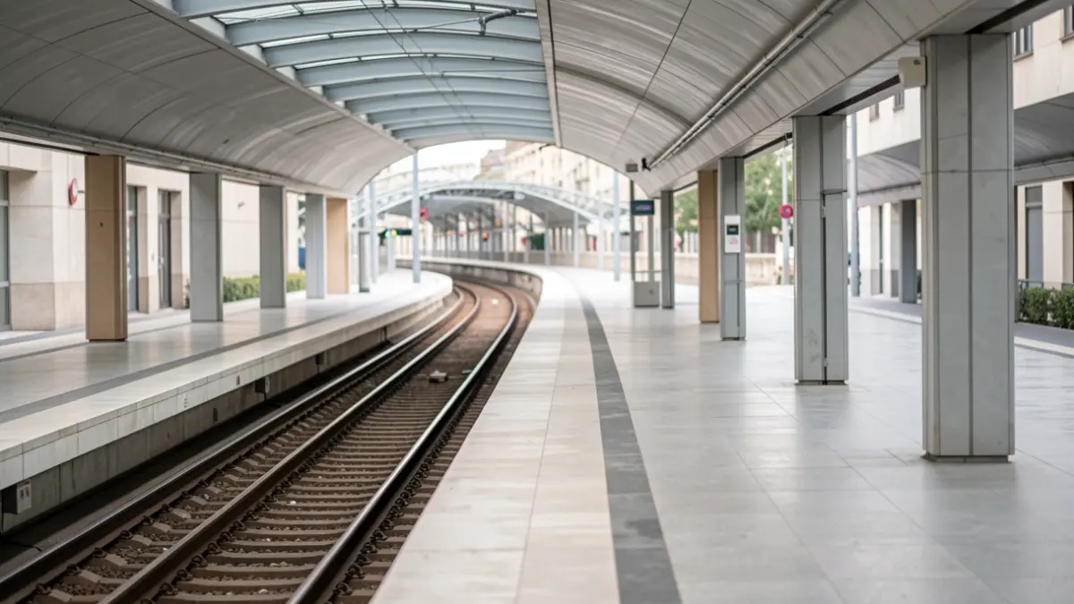 Generic image of an empty Metro de Madrid platform with tracks disappearing into the distance.