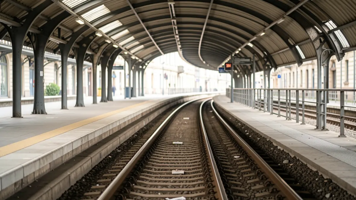 Imagen genérica de un andén de Metro vacío con vías que se pierden en la distancia.