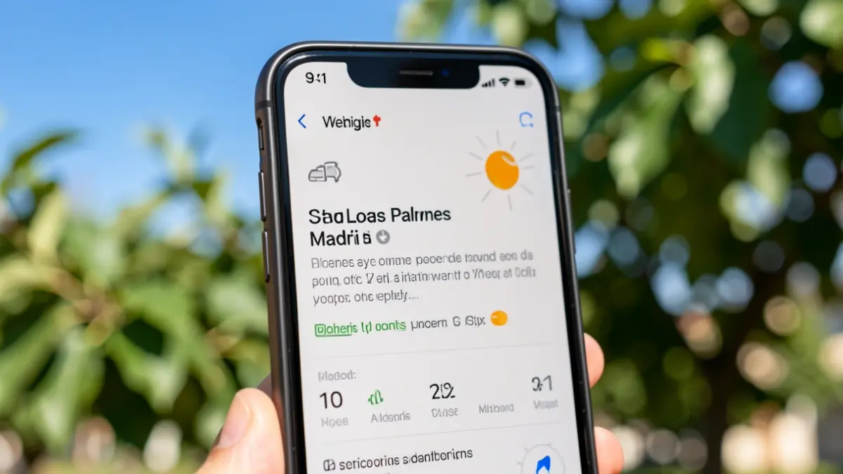 Alerta digital en un móvil sobre altos niveles de polen en Madrid.