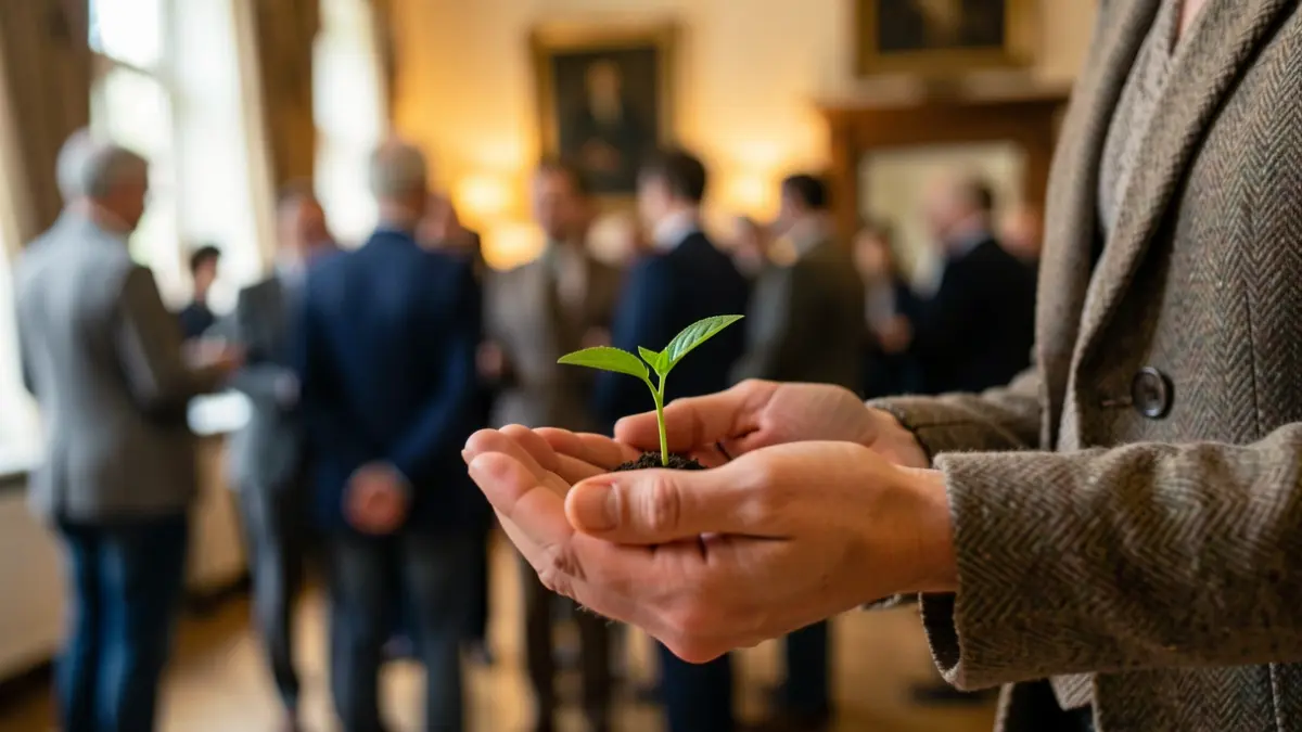 Close-up of hands holding a green sprout, symbolizing care and emotional well-being.