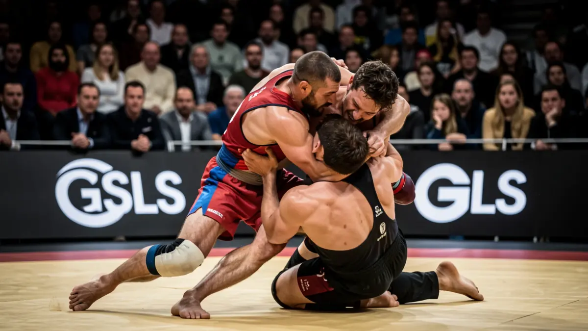 Imagen de un combate de grappling en el Pabellón Jorge Garbajosa de Torrejón de Ardoz.