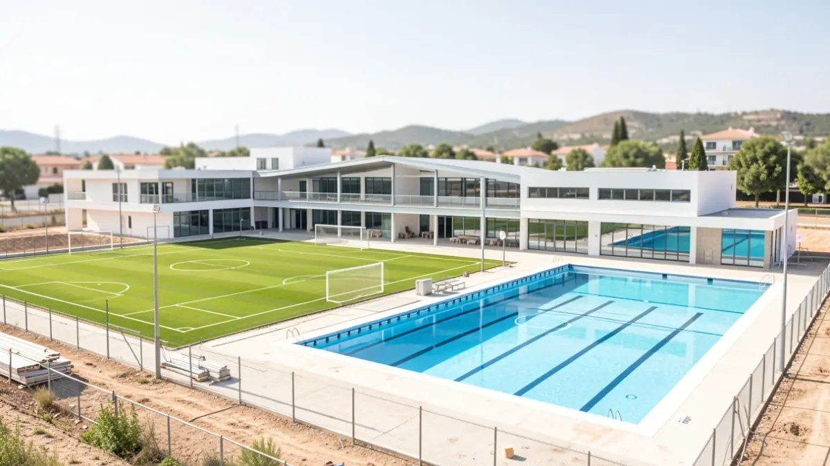 Municipal sports facilities in Tres Cantos undergoing renovation works.
