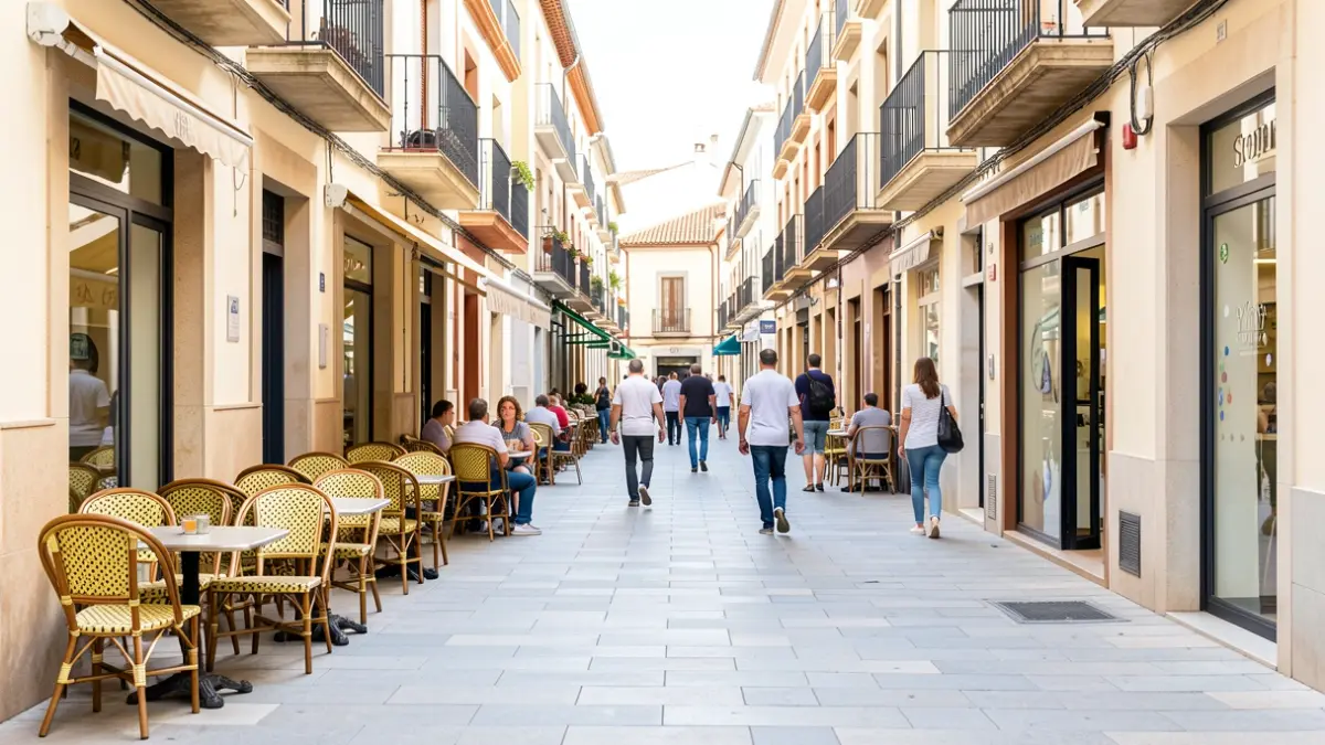 Imagen genérica de una calle comercial limpia en un municipio español.